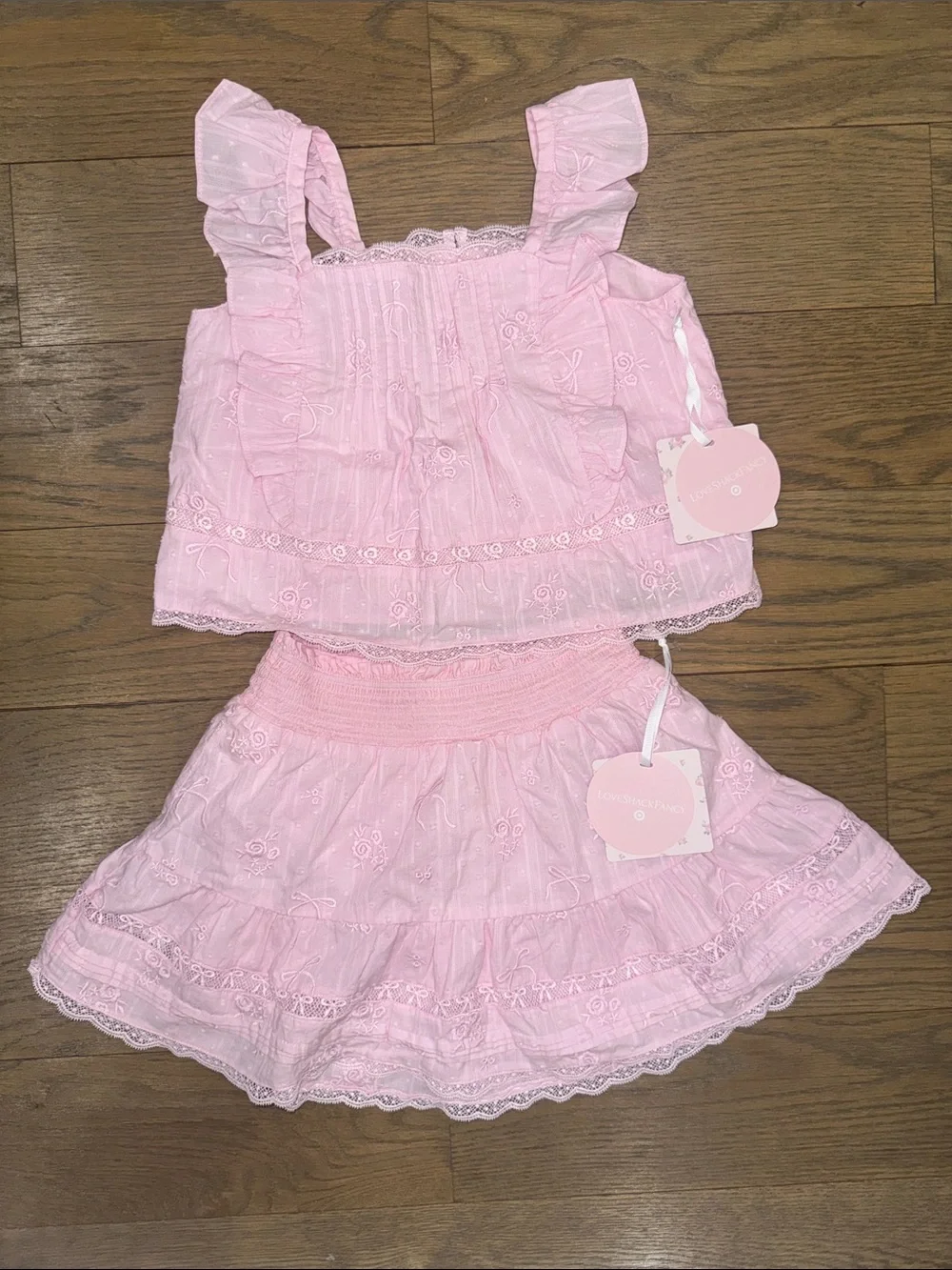 MATCHING SET-LoveShackFancyxTarget Alouette Rose Embroidery Tank & Skirt NWT